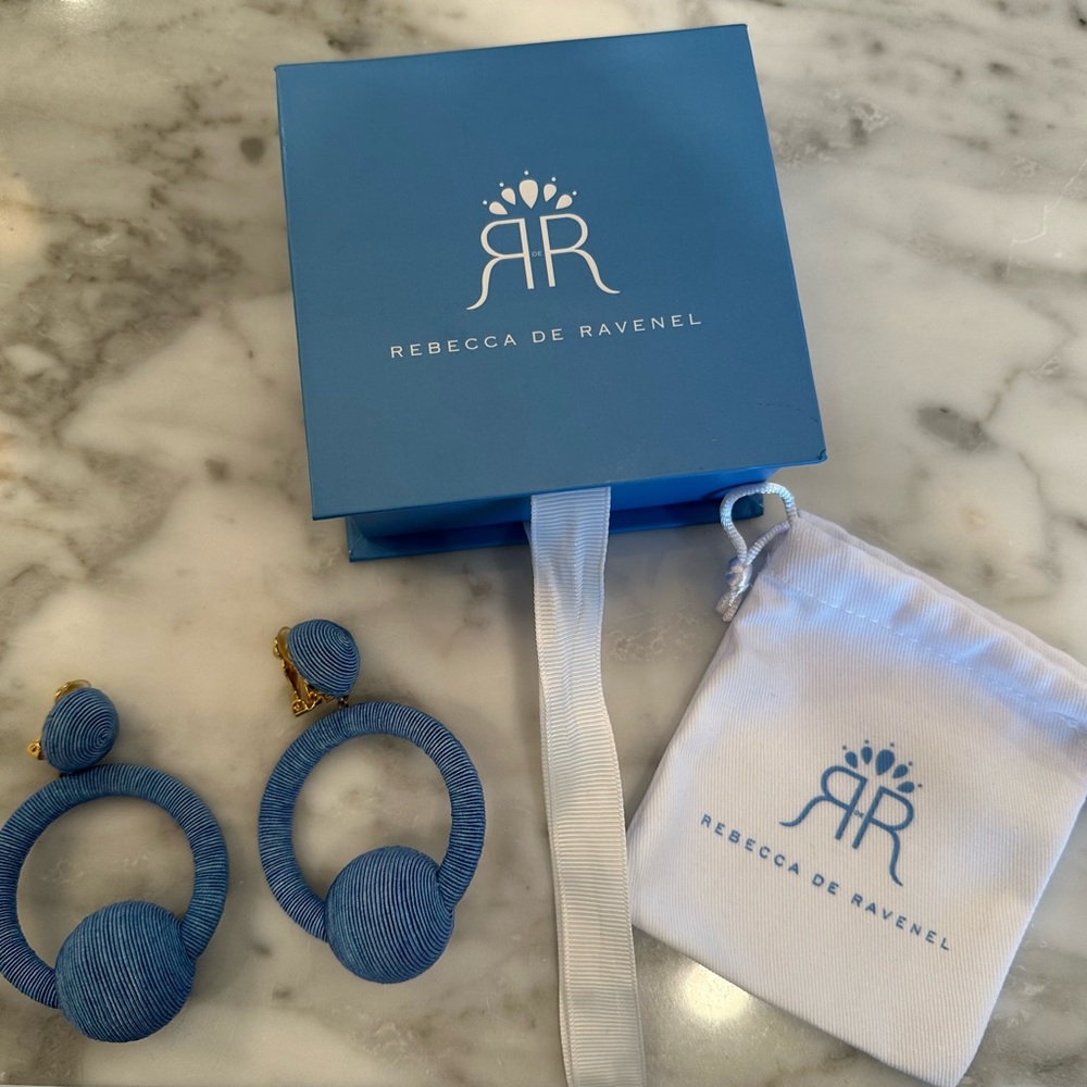 Rebecca de Ravenel Hoop Lala Ming Blue earrings NWT